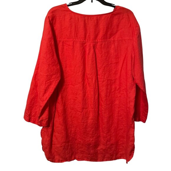 Company Ellen Tracy Sz XL Coral Linen Tunic With Zipper Detail & Front Pockets - Picture 10 of 12